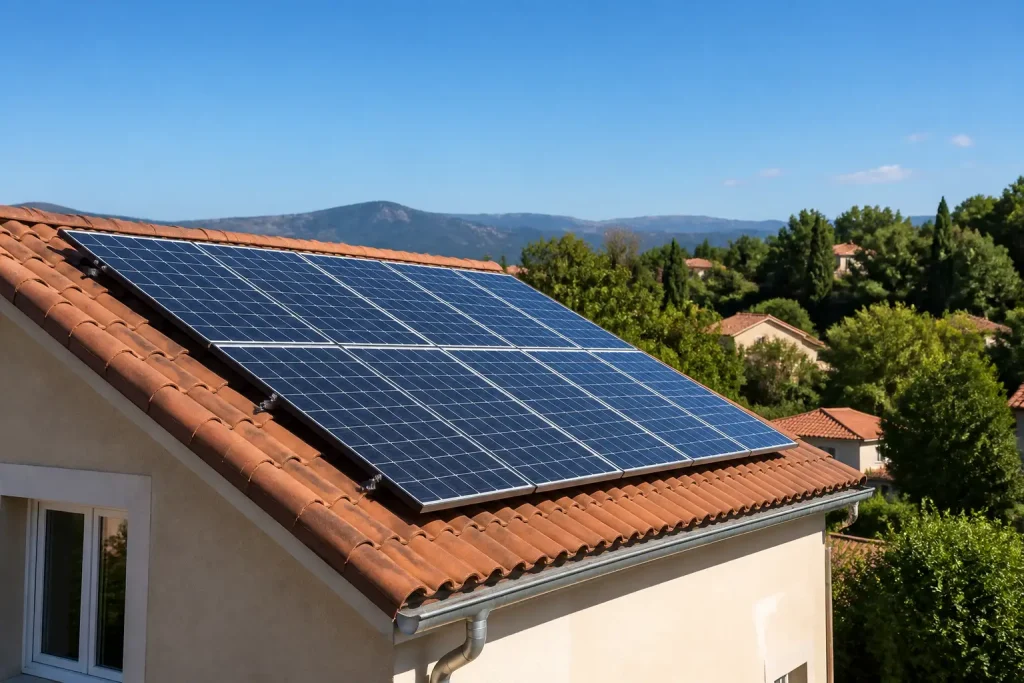 Panneau solaire bifacial toiture